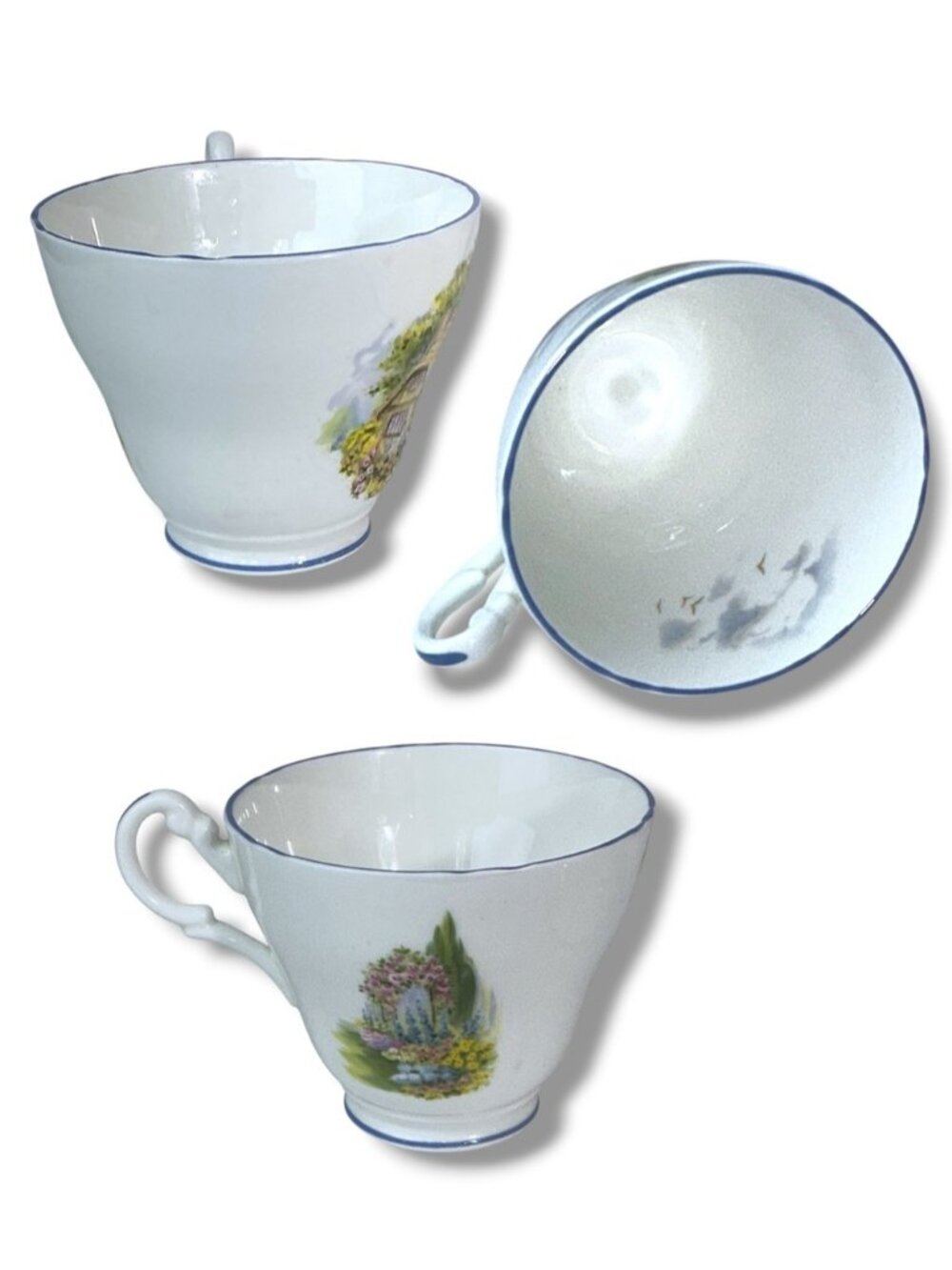 Regency English Bone China Teacup Saucer Scenic Cottage Vintage 1960’s - Picture 4 of 16